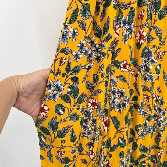 Buenos Ninos Maxi Dress M Yellow Floral Print with Pockets Spaghetti Straps Boho - Picture 8 of 8